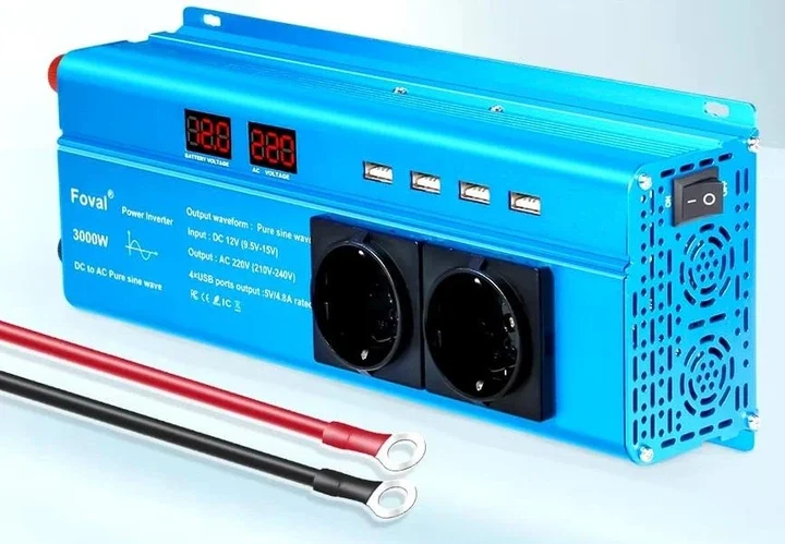 Автомобильный инвертор Foval 3000W 12V (12 В → 230 В, 1500 Вт, чистая синусоида), фото 3