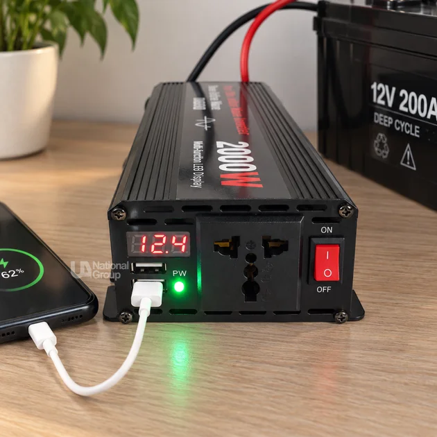 Автомобильный инвертор UKC RB-16 2000W (12 В → 230 В, 1000 Вт, чистая синусоида), фото 2