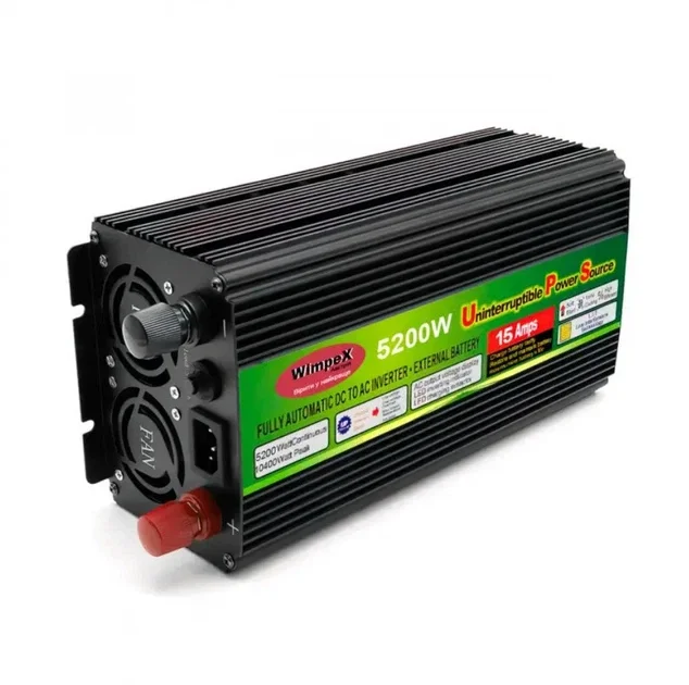 Інвертор із зарядкою Wimpex WX-7200W UPS (12 В → 230 В, 3600 Вт, чиста синусоїда)