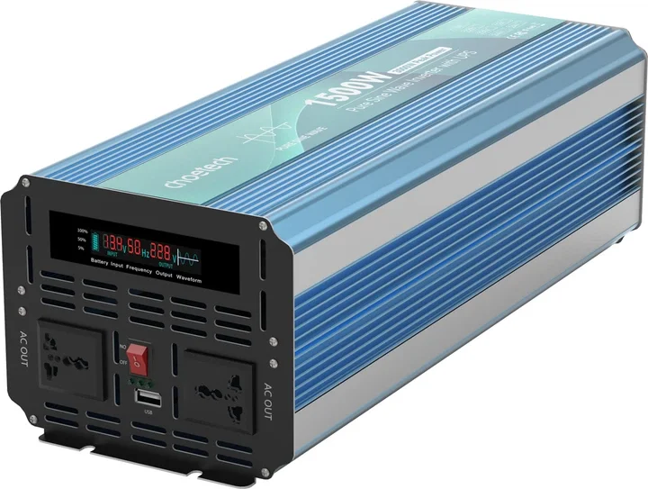Инвертор с зарядкой Choetech INV-C1500WUPS-EU (12 В → 230 В, 1500 Вт, чистая синусоида)