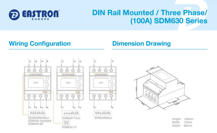 Трёхфазный счётчик Eastron SDM630-Modbus V2, фото 3