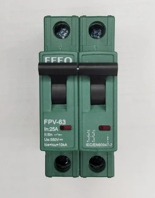Автоматичний вимикач DC Feeo FPV-63 2P 20 А, 500 В DC